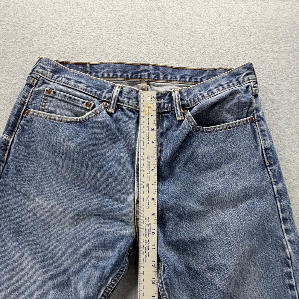 Levis 505 Regular Fit Jeans Mens 35x28 Medium Wash Blue Denim Straight Leg USA - Picture 8 of 12